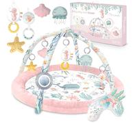 nukido Interactive Educational Baby Play Mat - Baby Play Mat for Floor Play from Birth - Play Mat for Babies - 2-in-1 Baby Sensor Mat - 7 Functional Toys - 56 cm Pink