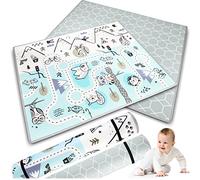 NUKIDO Baby Foam Mat Double Sided Cute Colourful Design for Playing Crawling Ideal as a Gift Rollable Thickness 1.5 cm Size 180 x 150 cm Blue