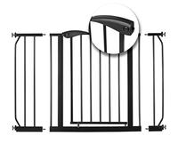 Nukido Stair Safety Gate No Drilling Door Safety Gate 90° Stop Door Gate Baby Children Children's Safety Gate Width Adjustable 75-115 cm Black 115 x 78 cm