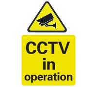 Nukogcd CCTV in Operation Security Sign, 20 x 30 cm, Yellow and Black, Self-Adhesive Plastic, Pack of 1