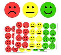 Nukoqcd 600PCS Happy Face Emotion Rating Stickers, 2.5 cm, Red Yellow Green, Pack of 25