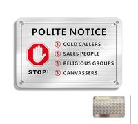 Nukoqcd No Cold Callers Sticker No Cold Calling Door Sign, Self-Adhesive Brushed Aluminium, 15x10cm,Stop Solicitors Notice (Silvery)