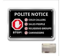 Nukoqcd No Cold Callers Sticker No Cold Calling Door Sign, Self-Adhesive Brushed Aluminium, 15x10cm,Stop Solicitors Notice (Black)