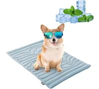 NUKYEJH Barkley Cooling Mat, Cooling Mat for Dogs, Waterproof Cool Crate Pad for Dogs, Machine Washable Pet Cool Mats (Blue,Large)