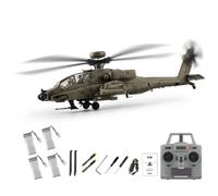 NULA RC-ERA C170 AH-64D 6CH RC Helicopter 1/48 Flybarless Military Aircraft With Optical Flow Positioning,Altitude Hold,Brushless Motor,One-Key Inverted Flight-Army Green/4 Battery