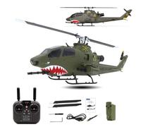 NULA YU XIANG F112S AH-1 Cobra 1:40 RC Helicopter GPS 9CH Flybarless Dual-Blade Dual Brushless Motor Military Aircraft, LiDAR Altitude Hold, Smart Return RTF - Green / 1 Battery
