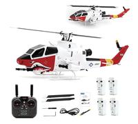 NULA YU XIANG F112S AH-1 Cobra 1:40 RC Helicopter GPS 9CH Flybarless Dual-Blade Dual Brushless Motor Military Aircraft, LiDAR Altitude Hold, Smart Return RTF - Red-White / 4 Battery