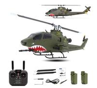 NULA YU XIANG F112S AH-1 Cobra 1:40 RC Helicopter GPS 9CH Flybarless Dual-Blade Dual Brushless Motor Military Aircraft, LiDAR Altitude Hold, Smart Return RTF - Green / 2 Battery