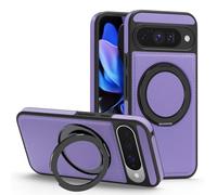 nulala Leather Case for Google Pixel 10 Pro, Compatible with Wireless Charging, 360 Spin Magnetic Stand Shockproof Protective Magnetic Case, Military Protection for Google Pixel 10 Pro, Purple