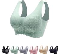 Nulalift Anti Sagging Bra, Anti-Saggy Breathable Lace Large Size Bra,Lifting Anti-Sagging Graceful Wireless Bra (UK, Alpha, L, Regular, Regular, Green)