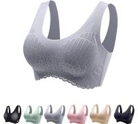 Nulalift Anti Sagging Bra, Anti-Saggy Breathable Lace Large Size Bra,Lifting Anti-Sagging Graceful Wireless Bra (UK, Alpha, L, Regular, Regular, Gray)
