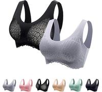 Nulalift Anti Sagging Bra, Anti-Saggy Breathable Lace Large Size Bra,Lifting Anti-Sagging Graceful Wireless Bra (UK, Alpha, XL, Regular, Regular, Black Gray)