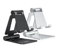 Nulaxy 2 Pack Dual Folding Phone Stand, Fully Adjustable Desktop Mobile Holder Dock Aluminum, Compatible with iPhone 17 16 15 14 13 12 11 Xs Xr X 8, HUAWEI, Galaxy, All Smartphones, Black & Silver