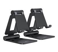 Nulaxy 2 Packs Folding Phone Stand for Desk, Fully Adjustable Mobile Phone Holder Desktop Compatible with iPhone 17 16 15 14 13 12 11 Xs Xr X 8, HUAWEI, Samsung, All Smartphones, Black & Black