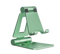 Nulaxy Aluminum Phone Stand for Desk, Adjustable Phone Holder Foldable Metal Stand Mount Cradle Dock Compatible with iPhone 16 15 14 13 12 11 Pro Mini Pro Max Xs XR X 8 7, All Smartphones - Green