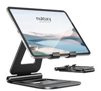 Nulaxy Aluminum Tablet Stand, Fully Foldable Adjustable Desktop Tablet Stand Holder, iPad Accessories for Office Compatible with iPad Air 4/Mini/Pro 11/12.9/10.2/9.7, All 4-11'' Mobile Devices, Black