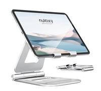 Nulaxy Dual Foldable Tablet Stand, Fully Adjustable Desktop iPad Holder Accessories for Office Compatible with iPad Pro Air mini 2 3 4, Samsung Tab, iPhone Pro Max Plus, More Mobile Devices- Silver