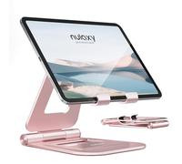 Nulaxy Dual Foldable Tablet Stand, Fully Adjustable Desktop Tablet Holder, iPad Accessories for Office Kindle Compatible with Mobile Devices iPad Pro/Mini, iPhone Pro/Max/Plus, Nexus, Rose Gold