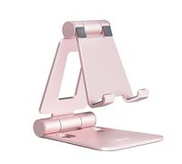 Nulaxy Full Aluminum Dual Folding Mobile Phone Stand for Desk, Rose Gold
