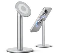 Nulaxy Magnetic Fully Aluminum Phone Stand, 360 Rotating Cell Phone Holder for Desk with 2 Metal Rings, Adjustable Phone Stand Compatible with Phone 16 15 14 13 Pro Max and MagSafe Case, Silver