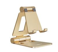 Nulaxy Phone Stand for Desk, Fully Foldable Adjustable Mobile Phone Holder Dock Compatible with iPhone 16 15 14 13 12 11 Pro Max Xs Xr X 8, HUAWEI, Galaxy, Nintendo Switch, All Phones - Gold