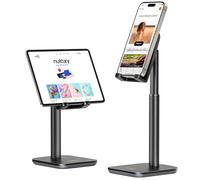 Nulaxy Phone Stand, Height Angle Adjustable Mobile Phone Holder Cradle Dock for Desk, Compatible with iPhone 17 16 15 14 13 12 11 Pro Max Mini Xs Xr X 8 7 6 Plus, All Smartphones (4-8 inches) - Black