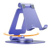 Nulaxy Rotatable Cell Phone Stand, Fully Adjustable Foldable Desktop Phone Holder Cradle Dock, Compatible with All 4-8'' Phones, Desk Accessories, Purple