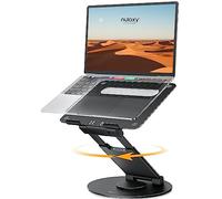 Nulaxy Swivel Laptop Stand for Desk with 360 Rotating Base, Adjustable Height up to 20", Ergonomic Laptop Riser Holder Computer Stand Compatible with MacBook All Laptops Computer 10-17", Black