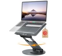 Nulaxy Telescopic 360 Rotating Laptop Stand for Desk Adjustable Height Swivel Pull Out Design Laptop Riser Holder Computer Stand Compatible with All MacBook Laptops up to 17", Grey