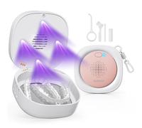 Nulaxy UVC Retainer Case with Fan, Magnetic Closure Aligner Case Includes Vent Holes and Mirror, Portable Retainer Box with Removal Tool and Brush Compatible with Invisalign Retainer, Pink