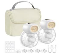 Nuliie Wearable Breast Pump Electrical with Storage Bag, LED Display, 4 Modes and 12 Suction Levels, Portable Hands Free Breast Pump with 14/17/20/24/27mm Flange (2 Packs, White)