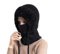 NULIYA 3 in 1 Beanie Hat for Women，with Neck Scarf & Face Cover, Warm Earflap Design, Windproof for Winter Skiing, Hiking & Outdoor Activities (Black)