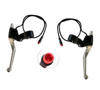 NULKOMMA Electric Bike Brake Lever with 2 Pin Connection 1 Pair Waterproof Ebike Brake Handle Lever Replacement Bike Brakes Cut-Off Sensor Black Silver