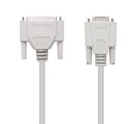 Null Modem serial cable with DB9 female to DB25 male connectors, 1.8 m length, ideal for data connections between devices.