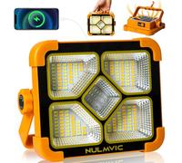 nulmvic LED Work Light Rechargeable, Solar Powered Waterproof Work Light with Stand, 4 Lighting Modes Portable Led Lights for Car Repairing,Outdoor Camping, Job Site Lighting, Emergency