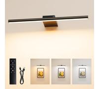 nulmvic Picture Light for Wall, 40CM Rechargeable Picture Light with Remote, Dimmable & 3 Color Temps, 5 Brightness Levels, Battery Operated Wall Lights for Pictures Painting Dartboard Gallery Black