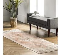 nuLOOM 2' x 8' SpinClean Machine Washable Stain-Resistant Area Rug with Non Slip Backing, Low Profile for Living Room, Bedroom, and Dining Room, Ren Peach