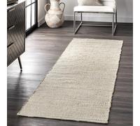 nuLOOM 2x10 Elfriede Jute & Cotton Hand Woven Area Rug, Natural, Solid Rustic Farmhouse Style, Weaved Design, Natural Fiber, For Bedroom, Living Room, Dining Room, Hallway, Office, Entryway