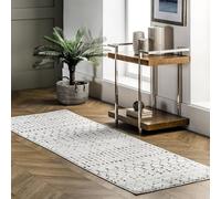 nuLOOM 2x8 Moroccan Blythe Area Rug, White and Black, Faded Bohemian Design, Stain Resistant, For Bedroom, Dining Room, Living Room, Hallway, Office, Kitchen, Entryway