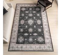 nuLOOM 4' x 6' Splashguard Machine Washable Area Rug with Waterproof Spill Proof Surface, Non Slip Backing and Stain Resistant for Living Room, Bedroom, Kitchen, Dining Room, Moxie Charcoal