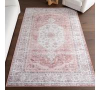 nuLOOM 4' x 6' Splashguard Machine Washable Area Rug with Waterproof Spill Proof Surface, Non Slip Backing and Stain Resistant for Living Room, Bedroom, Kitchen, Dining Room, Prairie Ivory