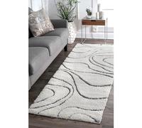 nuLOOM Carolyn Modern Shag Area Rug - 2x6 Runner Shag Rug Transitional Beige/Ivory Rugs for Living Room Bedroom Dining Room Nursery Entryway Hallway