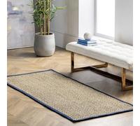 nuLOOM Elijah Farmhouse Seagrass Runner Rug, 2' 6" x 8', Navy