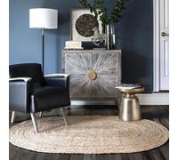 nuLOOM Jute Braided Oval Rug, Natural (9' x 12' Feet)
