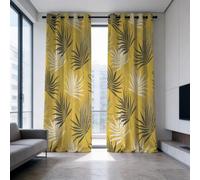 Nulpen Blackout Curtains for Bedroom - Mustard Palm Leaf Curtains, Yellow Leaf Modern Boho Window Panels Drapes for Living Room(WxH/2x83x220cm
