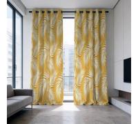 Nulpen Blackout Curtains for Bedroom - Yellow Palm Leaf Curtains, Mustard Leaf Modern Boho Window Panels Drapes for Living Room(WxH/2x70x122cm