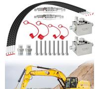 NULTRUMA 2 Pack 3-Way Hydraulic Diverter Valve Kit for 1-2 Ton Mini Excavator Attachments - Includes Quick-Connect Fittings & 31-Inch Flexible Hoses