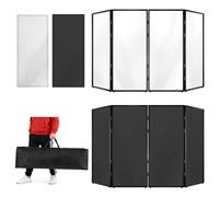 NULTRUMA Portable DJ Facade Booth with Foldable Cover Screen, Black Steel Frame & 4 Detachable Panels, Includes White/Black Projector Display Scrims, 48"x42" DJ Table Stand for Events, Parties, Shows