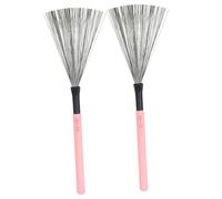 NULYLU 1 Pair Drum Wire Brush Maple Wooden Handle High-carbon Steel Portable Simple to Use Percussion Instrument Brush and Beginners Pink