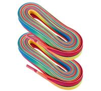 NULYLU 1 Pair Rainbow Gradient Waxed Ice Skates Laces Polyester Flat Shoelaces Wear-resistant Easy to Lace for Boots and Roller Skates